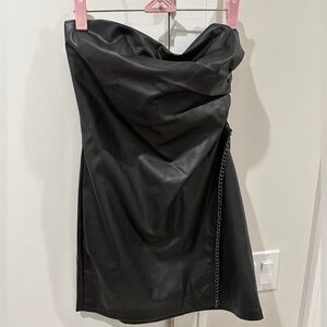 NWT Zara Black Faux Leather Mini Dress